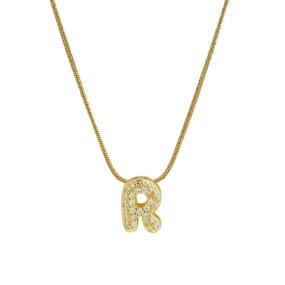 Gold Initial 'R' Pendant Necklace